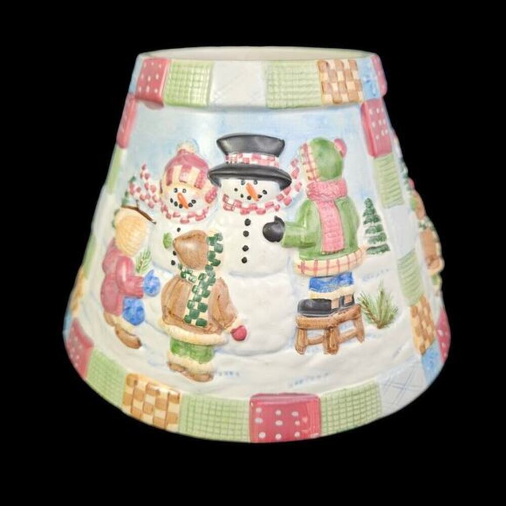 Yankee Candle Snowman Large Shade Winter Scene Embossed Ceramic Children Quilt